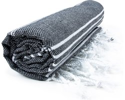 The One Towelling Hamam Sultan handdoek - 100 x 180 cm - Sauna Handdoek - Hamamdoek strandlaken - 100% katoen - Zwart/Wit