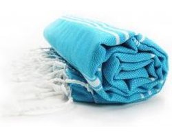 The One Towelling Hamamdoek Turquoise/Wit