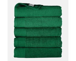 The One Towelling Handdoek - 50x100 cm - 5 stuks - Hotelkwaliteit - 450 g/m² - 100% Gekamd katoen - Groen