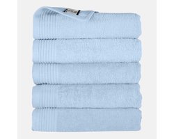 The One Towelling Handdoek - 50x100 cm - 5 stuks - Hotelkwaliteit - 450 g/m² - 100% Gekamd katoen - Licht Blauw