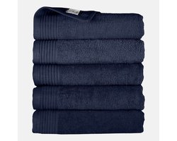 The One Towelling Handdoek - 50x100 cm - 5 stuks - Hotelkwaliteit - 450 g/m² - 100% Gekamd katoen - Navy