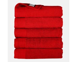 The One Towelling Handdoek - 50x100 cm - 5 stuks - Hotelkwaliteit - 450 g/m² - 100% Gekamd katoen - Rood