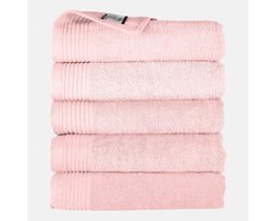 The One Towelling Handdoek - 50x100 cm - 5 stuks - Hotelkwaliteit - 450 g/m² - 100% Gekamd katoen - Salmon