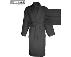 The One Towelling Hotel Waffle Badjas - L/XL - Kamerjas - 100% Katoen - Antraciet