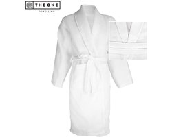 The One Towelling Hotel Waffle Badjas - L/XL- Kamerjas - 100% Katoen - Wit