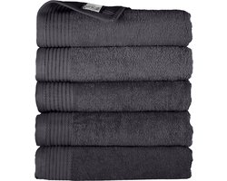 The One Towelling Hotelkwaliteit Handdoeken Set - 5 Stuks - 50 x 100 cm - 450 g/m2 - 100% Katoen - Zacht en Absorberend - Antraciet
