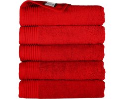 The One Towelling Hotelkwaliteit Handdoeken Set - 5 Stuks - 50 x 100 cm - 450 g/m2 - 100% Katoen - Zacht en Absorberend - Rood