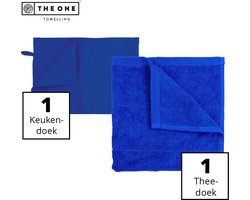 The One Towelling Keukentextiel set - 50 x 50 cm / 50 x 70 cm - 2 Delig - 1 Handdoek & 1 Theedoek - Voordeelverpakking - Katoen - Koningsblauw