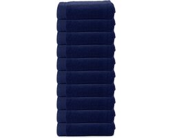 The One Towelling Organische Handdoeken Set - 10 Stuks - 50 x 100 cm - Hotelkwaliteit - Handdoekenset - Badhanddoek - 550gr/m2 - Katoen - Navy