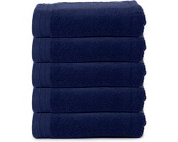 The One Towelling Organische Handdoeken Set - 5 Stuks - 50 x 100 cm - Hotelkwaliteit - Handdoekenset - Badhanddoek - 550gr/m2 - Katoen - Navy