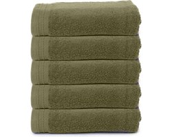 The One Towelling Organische Handdoeken Set - 5 Stuks - 50 x 100 cm - Hotelkwaliteit - Handdoekenset - Badhanddoek - 550gr/m2 - Katoen - Olijfgroen
