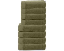 The One Towelling Organische Handdoeken Set - 8 stuks - 4x Badlakens, 4x Handdoeken - Hotelkwaliteit - Handdoekenset - Badhanddoek - 550gr/m2 - Katoen - Olijfgroen