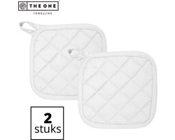 The One Towelling Pannenlappen - 21 x 21 cm - 2 Stuks - Pannenlap set - Hittebestendig - 185 gr/m2 - Katoen - Wit
