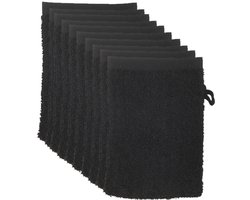The One Towelling Washandjes - 15x21 cm - 10 stuks - Hotelkwaliteit - 500 g/m² - 100% Gekamd katoen - Zwart