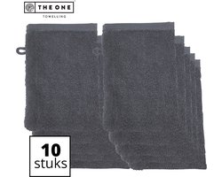 The One Towelling Washandjes - 16 x 21 cm - 10 Stuks - Washanden - Voordeelverpakking - 100% Katoen - Antraciet