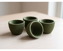The Spiral | Eierdopje 4 stuks | 3D Print | Mat Groen | Tijdloos Design