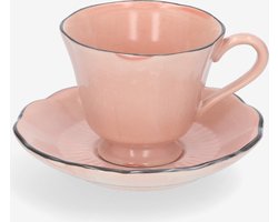 The Table | Attic Kop en Schotel - Rosé - Roze - handgemaakt koffiekopje - espressokopje - 140 ml