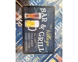 The village | Bar & grill | 20 x 30cm | wandborden metaal | wanddecoratie | huis, tuin, schutting en terras | voor binnen en buiten