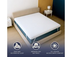 The White Stone Matras Topper 140x190 van Memory Foam met Hoogte 5 cm | Ademend en Hypoallergeen | Made in Italy