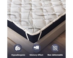 The White Stone Topmatras 150x190 ademend hoogte 5 cm | Ergonomische matraskorretor | Vulling van zachte watten | Hypoallergeen en anti-huismijt stof