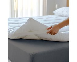 The White Stone Topper 140x200 cm met vulling van 1000 g/m² | Extra comfort matrasbeschermer met geïntegreerde ademende luchtkamer