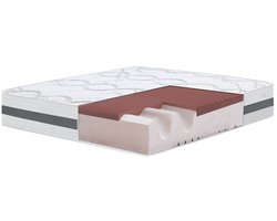 The White Stone Traagschuim Matras 200x200 cm Hoogte 27 cm | Hypoallergeen en Ademend Tijk | Orthopedische Zelfvormende Eigenschappen | Medium-Stevig | Gemaakt in Italië