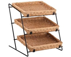 The Wicker Stories – Metalen displaystandaard met rieten manden – voor productpresentatie in winkels en horeca – Natuurlijk