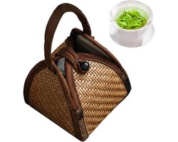 Thee Carrier - Theeset Opslag - Thee Servies - Robuuste Rotan - 10x8x8 cm - Natuurlijk