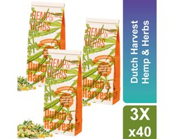 Thee - Dutch Harvest losse Thee - Hennep & Kruidenmix - Hemp & Herbs - Voordeelset Inclusief Glazen Voorraadpot - 3 x 40 gram