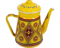 Thee Ketel - Waterkoker Emaille - Koffie Thee Zetten - Fluitketel Functie - 1.5 Liter - Geel