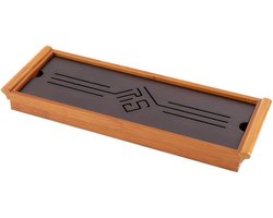 Theeblad - Bamboe dienblad - Thee ceremonie - Traditioneel Chinees ontwerp - 38.5 x 13.4 cm - Bruin