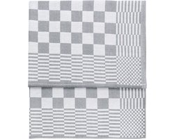 Theedoek - 65x65cm - Grijs - geblokt - 100% katoen - Set 6 stuks