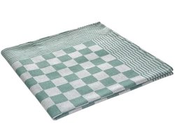 Theedoek - 65x65cm - Groen - geblokt - 100% katoen - Set 6 stuks