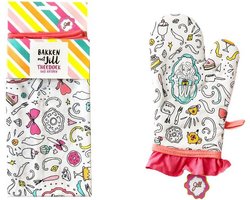 Theedoek en ovenwant van Bakken met Jill - Multicolor - Katoen - 50 x 70 cm - Set Van 2 - In Jouw wereld kan alles