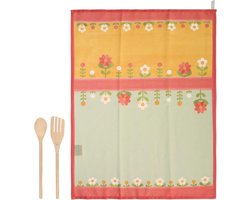 Theedoek en pollepels set - Keukenset keukentextiel - Keukenwerk - Bloemenprint - 50x68 cm 30 cm - Multicolor