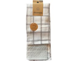 theedoek - keukendoek - keukendoek set - 40 cm x 65 cm - 50 cm x 50 cm - taupe