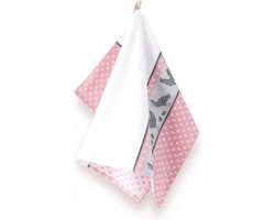 Theedoek Kippen roze