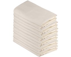 Theedoeken - 100% Katoen - Set van 12 - 68,5 x 68,5 cm - Natuurlijk - Pluisvrij en Absorberend