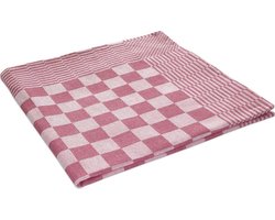 Theedoeken, 6 Stuks, Rood en Wit Geblokt, 60x65cm, Treb Towels