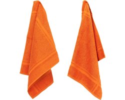 Theedoeken Badstof - Keukendoeken Katoen - Keuken Schoonmaken - Hoge Absorptie - 50 x 50 cm - Oranje