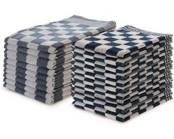 Theedoeken en Keukendoeken Set Blauw - set van 20 – Geblokt – Blokdoeken – 100% katoen – 10 Horeca Theedoeken – 65x65cm - 10 Keukendoeken - 50x50cm