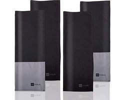 Theedoeken en keukendoeken Set van 4 elegante theedoeken, grijs/zwart, in 2 verschillende designs, absorberende keukendoekenset voor keuken en huishouden