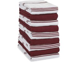 Theedoeken geblokt badstof absorberend keukendoeken set 9 rood 406 x 71 cm 16 x 28 inch zacht restaurant bar glazen Theedoeken geblokt