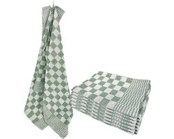 Theedoeken Geblokt - Katoen - 65 x 65 cm - Groen - 6 Stuks