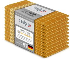 Theedoeken geblokt set keukendoeken - geel - 50 x 70 cm - 100% katoen - Oeko-Tex Standard 100 - voorgewassen - doeken voor keuken - afwassen Theedoeken geblokt