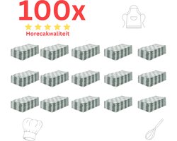 Theedoeken - Horeca Kwaliteit - Katoenenen Theedoeken set - 100 x - Groen Wit - Ophang Lus