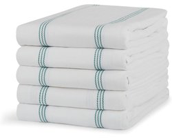 Theedoeken Katoen - Keukendoeken Set - Keuken Schoonmaken - Visgraatpatroon - 50 x 70 cm - Blauwgroen