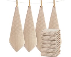 Theedoeken keuken katoen set van 6 beige