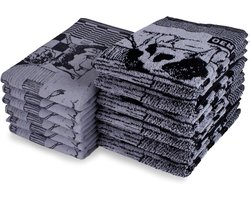 Theedoeken Keukendoeken - Keukentextiel Set - Keukenwerk - Oeko-Tex Gecertificeerd - 12 Stuks - Koebont Zwart