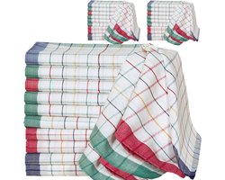 Theedoeken set - 10x stuks - Met ruitjes - 45x70 cm - Multicolor - Keukendoek